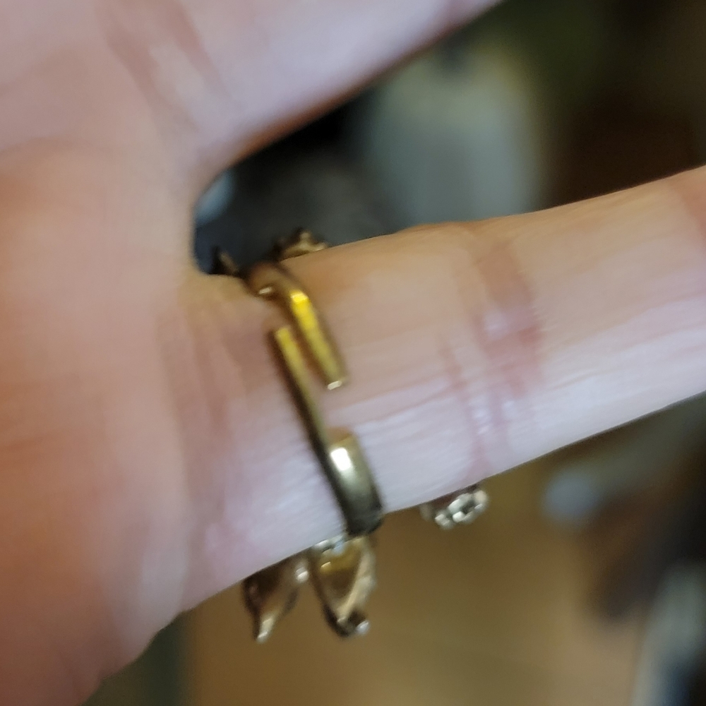 Adjustable Flower Statement Ring, Vintage Goldtone - image 2